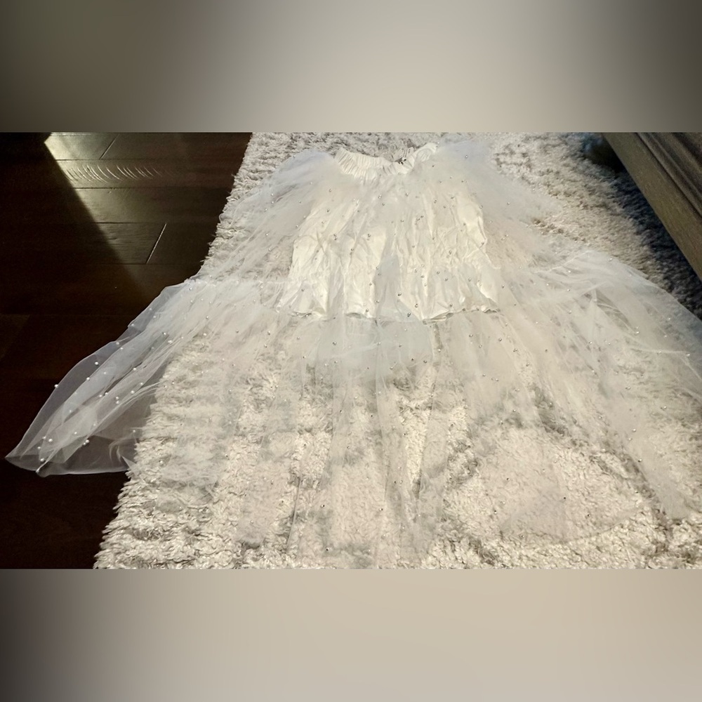 RARE Maeve Tulle & Pearl Embellished Skirt Sheer Ivory NWT XS - Picture 8 of 14